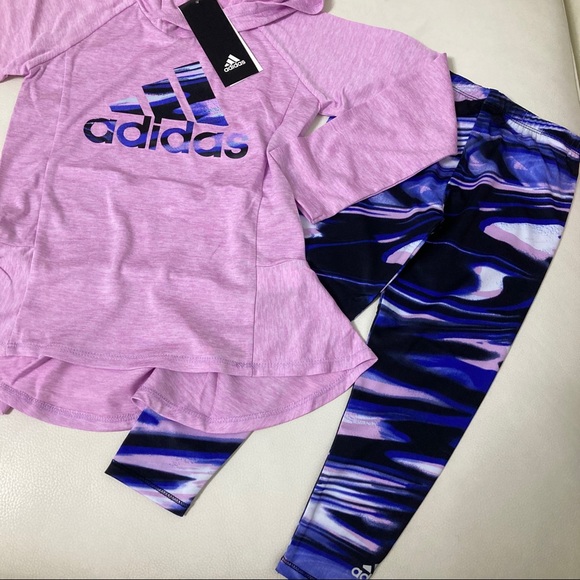 Adidas Pink hoodie cute active performance dri-fit set 4031 - Picture 3 of 6